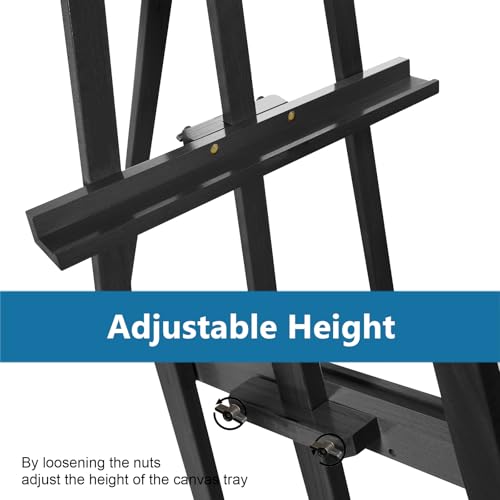 A-Frame Wooden Display Easel, Lyre Beechwood Studio Easel Stand, Black - color: Black
