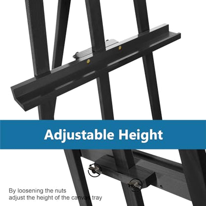A-Frame Wooden Display Easel, Lyre Beechwood Studio Easel Stand, Black - color: Black