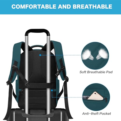 MOSISO 15.6-16 inch 35L Laptop Backpack with USB Charging Port - color: Teal Green
