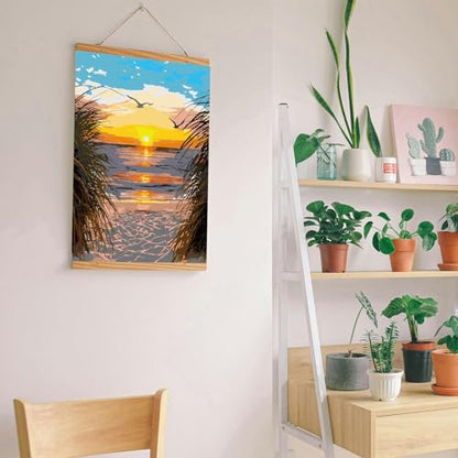 Paint by Numbers Kit for Adults, Beach Sunset Art for Beginners, 16x20 Inch - color: Sunset