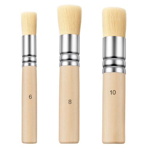 3 Pcs Wooden Stencil Brush, Ymapinc Natural Bristle Paint Brushes