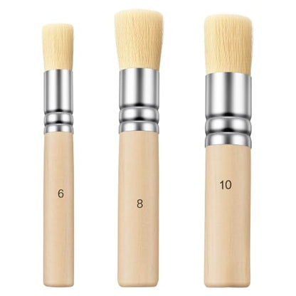3 Pcs Wooden Stencil Brush, Ymapinc Natural Bristle Paint Brushes