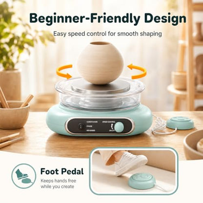 Alldeer Mini Pottery Wheel for Kids Teens Beginners Starters - color: green