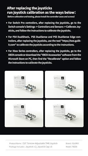 GuliKit 720° Adjustable Tension TMR Magnetic Joystick Replacement Kit - color: NS55-PS5-Black