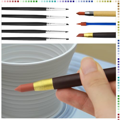 TOVOT 8PCS Silicone Paint Brushes Kit Double-Ended Silicone Clay Tools Rubber Paint Brushes for Crafts Modeling Craving Shaping