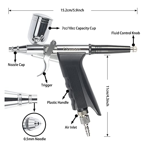Airbrush Trigger Gun with 0.5 mm Needles 7 CC & 10 CC Cup - color: 166TH 0.5MM Needle Airbrush Kit