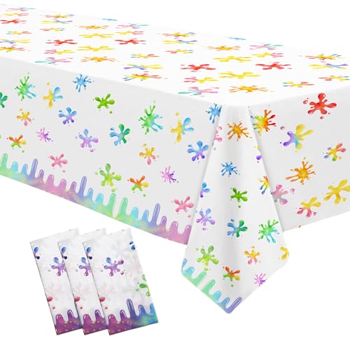 Xigejob Slime Birthday Party Tablecloth Decorations for Kids, Pink, 3 Pack