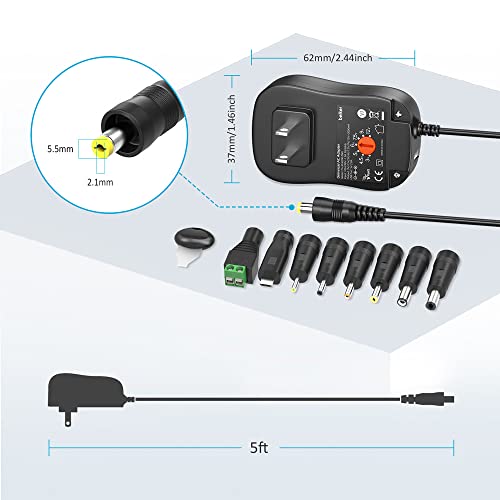 Belker 30W Universal 3V 4.5V 5V 6V 7.5V 9V 12V AC DC Adapter with 8 Tips - size: 30w 3-12v 2a w/USB