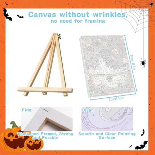 Axquilon 3 Packs Halloween Framed Paint by Numbers Kit for Adults 8x10in - color: 3 Pack Ghost with Easel
