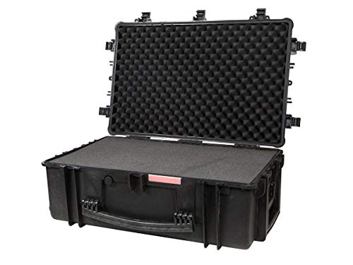 Monoprice Weatherproof Hard Case - 33 x 22 x 13 Inches, With Wheels and Customizable Foam, Shockproof, IP67, Ultraviolet And Impact Resistant Material, Black - Pure Outdoor Collection - color: Black, size: 111 Liter