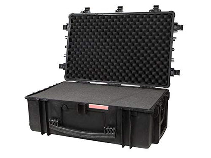 Monoprice Weatherproof Hard Case - 33 x 22 x 13 Inches, With Wheels and Customizable Foam, Shockproof, IP67, Ultraviolet And Impact Resistant Material, Black - Pure Outdoor Collection - color: Black, size: 111 Liter