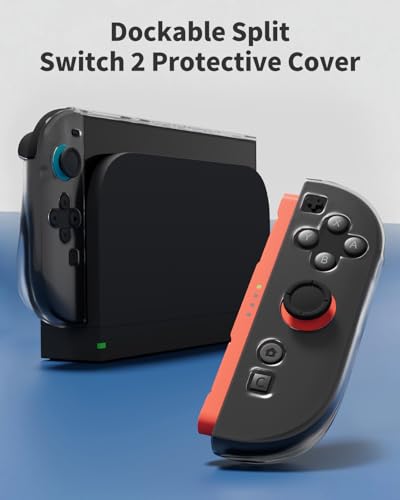 Accessories Bundle for Nintendo Switch 2 2025 20-in-1: 2 Wireless Pro Controllers, Carrying Case, Screen Protectors, Dockable Protective Case, Steering Wheels and Thumb Grips, All-in-1 Starter Kit & Gift Set - color: Red&Grey