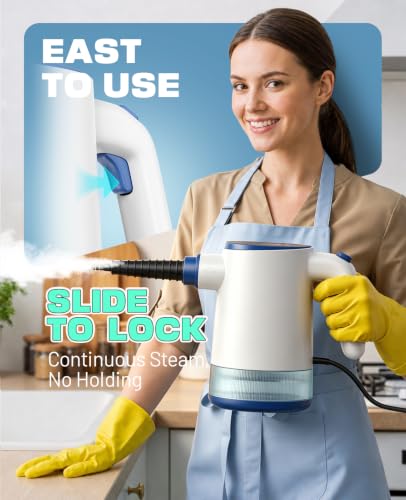 POPCHOSE Handheld Steam Cleaner, 3s Instant Heat with 650ML Large Tank - color: White-Blue