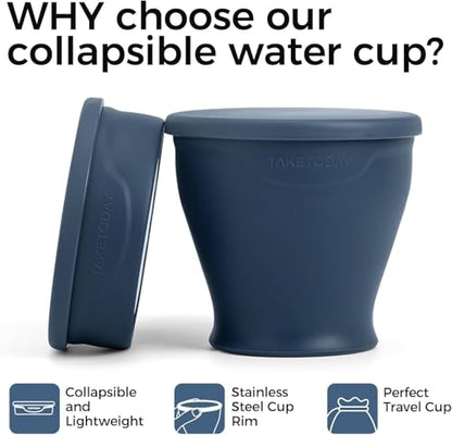 TakeToday Collapsible Cup 8 oz 2-Pack for Travel, Navy & Charcoal - color: Navy & Charcoal