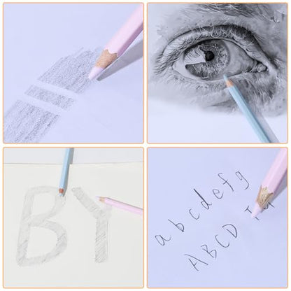 BAYTORY 8Pcs Pen Style Eraser, Fine Detail Art Erasers with 2Pcs Sharpener