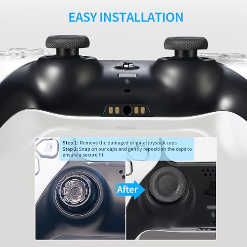 10 Pcs Joystick Replacement Grip Caps for PS4 PS5 Controller - Same Pattern Like Original - Non-Slip Thumbstick Thumb Stick Accessories Parts for Dualshock 4, Dual Sense, Dualsense Edge