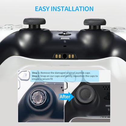 10 Pcs Joystick Replacement Grip Caps for PS4 PS5 Controller - Same Pattern Like Original - Non-Slip Thumbstick Thumb Stick Accessories Parts for Dualshock 4, Dual Sense, Dualsense Edge