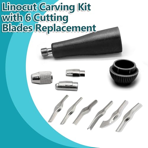 Luomorgo Linocut Carving Kit, Linoleum Cutter Tools with 6 Blades - color: Black