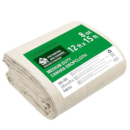 HOMESPUN Heavy-Duty Absorbent Machine-Washable Canvas Drop Cloth 12 x 15 ft - size: 12 ft x 15 ft