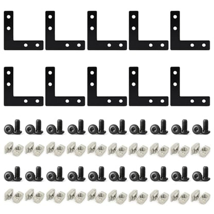 10 Set 2020 Aluminum Extrusion Profile Hardware V T Slot L Brackets - style: 10 sets L with M5