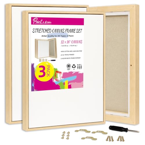 3 Pack 12 x 16 inch Floater Frame Canvas with Cotton-Linen Blend (400 GSM) - size: 3pk - 12x16"