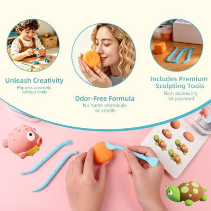 Both idea Air Dry Clay Kit, Ocean Theme | 12 Packs, Non-Toxic Kids Gift - style: Ocean Adventure