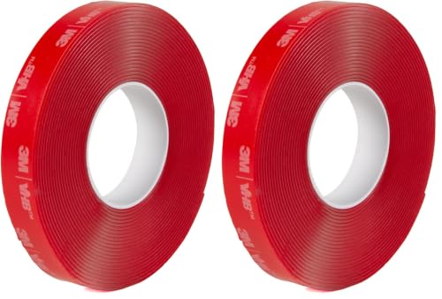 3M 4910 VHB Mounting Tape, Acrylic Foam, Permanent Bonding, Heavy Duty, Clear, 0.5 in x 5 yd, 1 Roll (Pack of 2) - size: 2 Pack (1 Roll)