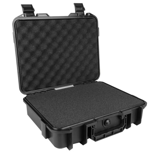 Carrying Case, Hard Case, Waterproof Shockproof Hard with EVA Sponge, Carrying Tool Storage Box with Handle, Safety Lock Hole, and Air Guide Valve for Drones, Camera, Equipments
