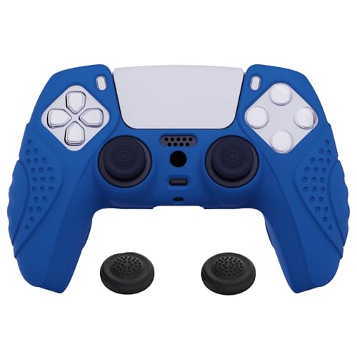 eXtremeRate PlayVital Guardian Edition Blue Ergonomic Soft Anti-Slip Controller Silicone Case Cover for ps5, Rubber Protector Skins with Black Joystick Caps for ps5 Controller - color: Blue