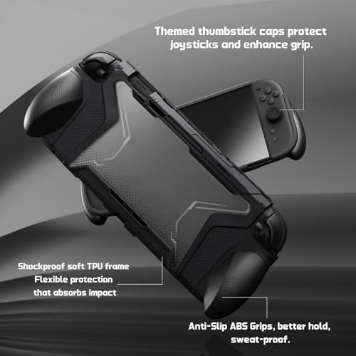 playvital for Switch 2 Beyond-Grip Protective Case, Interchangeable FPS/Omni Ergonomic Grips + Military-Grade Drop Dockable Cover + 2 Joystick Caps for Nintendo Switch 2 (Black) - color: Black