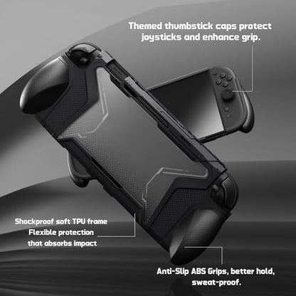 playvital for Switch 2 Beyond-Grip Protective Case, Interchangeable FPS/Omni Ergonomic Grips + Military-Grade Drop Dockable Cover + 2 Joystick Caps for Nintendo Switch 2 (Black) - color: Black