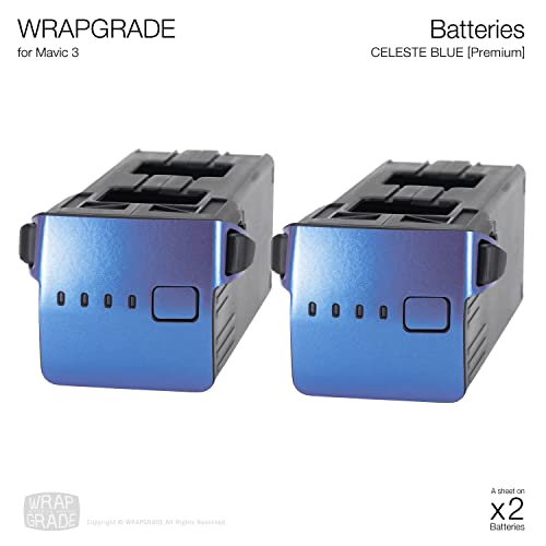 WRAPGRADE Skin Stickers for Mavic 3 Series Pro/Classic/Cine | 2 Batteries (Celeste Blue) - color: Celeste Blue