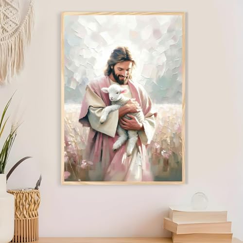 Jesus Paint by Numbers Kit for Adults Framed Canvas 12X16 in, Frameworkless - color: YH02817