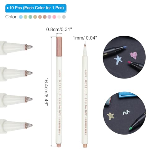PATIKIL 10 Colors Metallic Marker Pens Watercolor Metallic Brush Pen