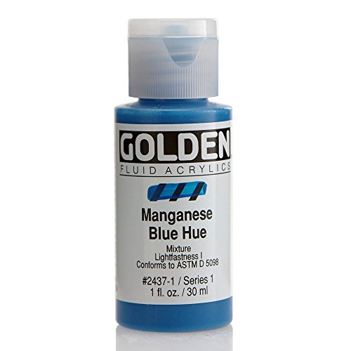 GOLDEN Fluid Acrylic, 1 ounce bottle, Manganese Blue Hue (2437-1)