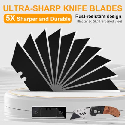 Vickay 30 Pack Utility Knife Blades, SK5 Box Cutter Blades, Razor Blades - color: Black, size: 30 Pack
