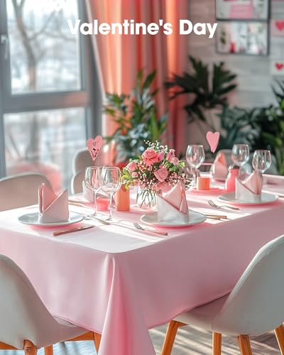 Pureegg Plastic Table Cloth Disposable 6 Pack, 54 x 108 Inch, Pink - color: Pink, size: 54" X 108" Rectangle