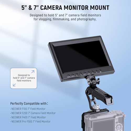 NEEWER Field Monitor Mount Holder with Cold Shoe Adapter 360 Swivel 180 Tilt Anti Twist Screw/Cleaning Cloth, Compatible with Atomos Ninja 5"/7" Camera Monitor Compatible with SmallRig Cam Cage, MA019 - style: MA019