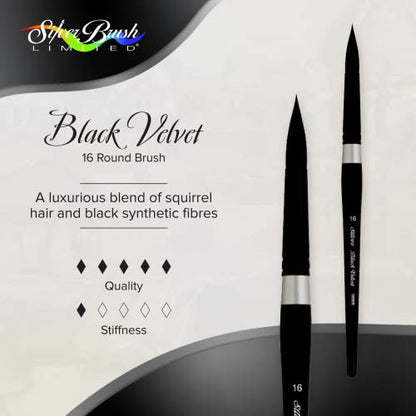 Silver Brush Limited Black Velvet Round Watercolor Paintbrush, Size 16 - size: 16