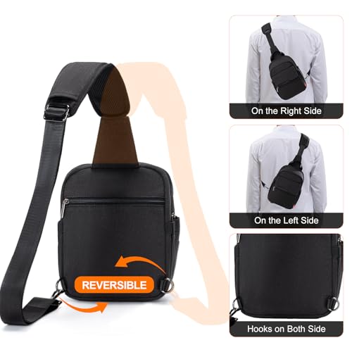 Cwatcun Large Camera Sling Bag, Crossbody Chest Bag with Tripod Holder - color: Black, size: Large