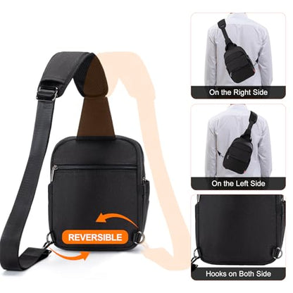 Cwatcun Large Camera Sling Bag, Crossbody Chest Bag with Tripod Holder - color: Black, size: Large