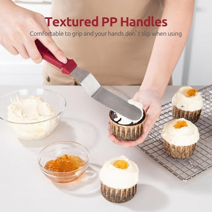 U-Taste Offset Icing Spatula Set, Cake Frosting Spreader, 6/8/10in, Red - color: Red (6", 8", 10")