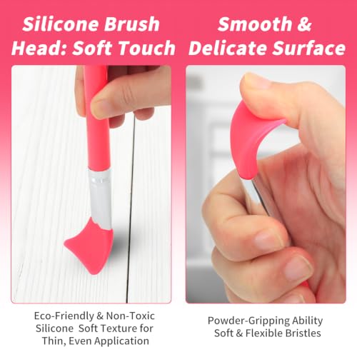 LORMAY 7-Piece Silicone Brush Set for UV Resin Epoxy Crafts and Makeup, Red - color: red