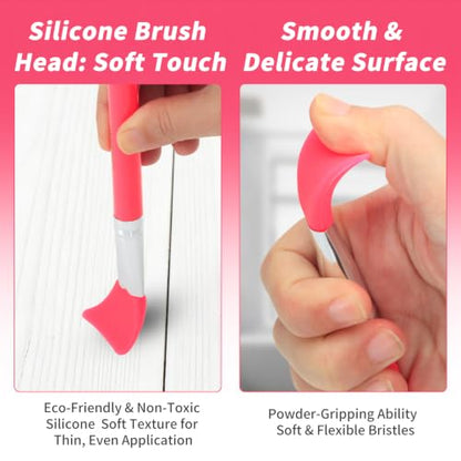 LORMAY 7-Piece Silicone Brush Set for UV Resin Epoxy Crafts and Makeup, Red - color: red