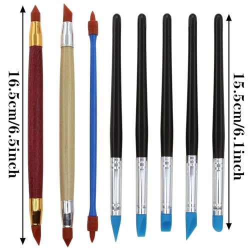 8 PCS Rubber Tip Paint Brushes Double-End Silicone Rubber Tip Brushes Silicone Clay Sculpting Tools for Modeling Engraving and Shaping