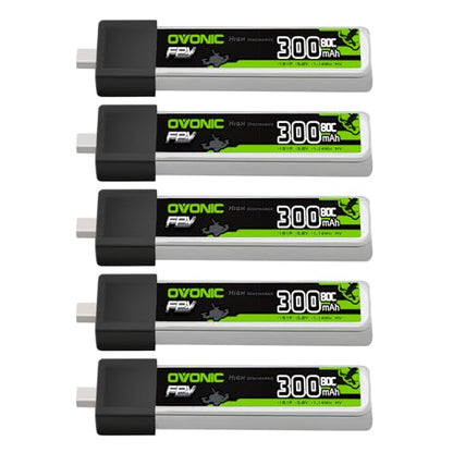 OVONIC 3.8V 80C 300mAh 1S Lipo Battery High Voltage with BT2.0 Plug [1 Package Including 5 Batteries]