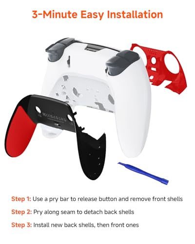 CHARM FOCUS Replacement Shell Set for PS-5 Edge Controller, TPE Grip Cover - color: Red