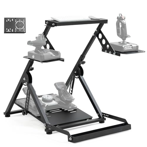 Anman Foldable Racing Flight Simulator Stand with Chair Wheel Fixed Slot