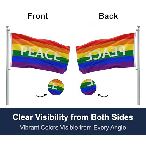 SSK® Rainbow Peace Outdoor Flag - Large 3' x 5', Weather-Resistant Polyester - color: Rainbow Peace Letters