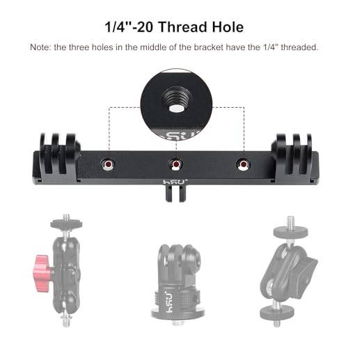 HSU Aluminum Dual Twin Mount, 1/4”-20 Cold Shoe Mount Adapter - color: Extension